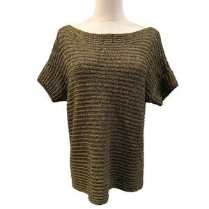 Lauren Ralph Lauren Medium Darbye Crochet Short Sleeve Top Olive Green Boho Fall